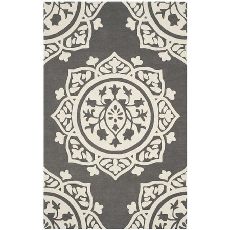 Safavieh 2 ft.-6 in. x 4 ft. Bella Hand Tufted Accent Area Rug, Dark Grey and Ivory BEL136C-24